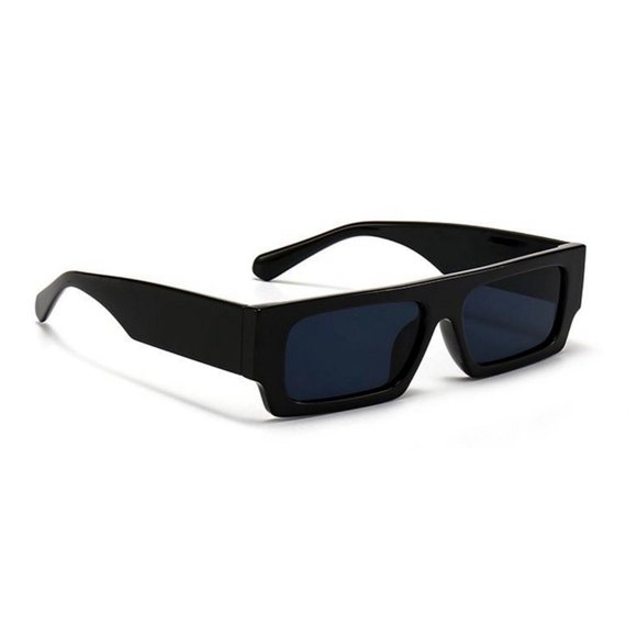 Street Knitted Other - Original OG Rectangular Narrow Dark Black Frame Black Square Shades Sunglasses